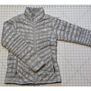 The North Face Jacket Size S Small Gray Womens Full Zip Coat Thermoball Puffer